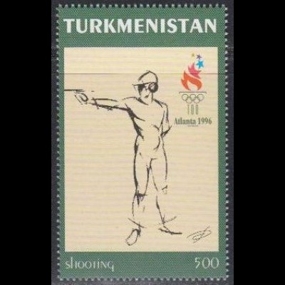 Turkmenistan Mi.Nr. 64 Olympia 1996 Atlanta, Schießen (500)