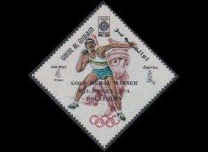 Umm al-Kaiwain Mi.Nr. 292A Olympia 1968 Mexiko, Kugelstoßen, m.Aufdr. (4)