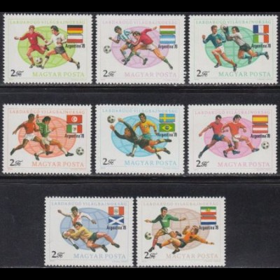 Ungarn Mi.Nr. 3284-91A Fußball-WM 1978 Argentinien, Spielszenen, Flaggen (8 W.)