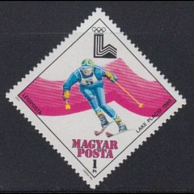 Ungarn Mi.Nr. 3392A Olymp. Winterspiele Lake Placid 1980, Abfahrtslauf (1)