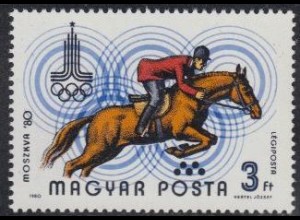 Ungarn Mi.Nr. 3437A Olymp. Sommerspiele Moskau 1980, Springreiten (3)
