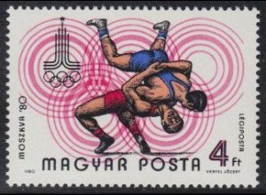 Ungarn Mi.Nr. 3438A Olymp. Sommerspiele Moskau 1980, Ringen (4)