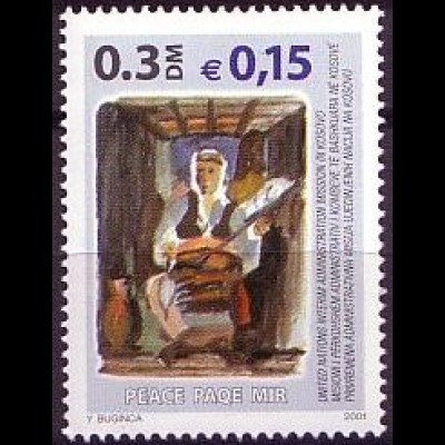 UNMIK Mi.Nr. 7 Straßenmusikant (0,30 DM/0,15 €)