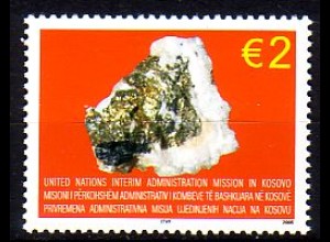 UNMIK Mi.Nr. 42 Mineralien, Pyrit + Calcium aus Mine Trepca (2 €)