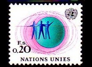 UNO Genf Mi.Nr. 3 Freim. Drei Figuren vor Globus (0,20)