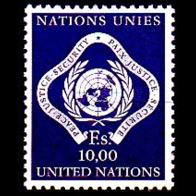 UNO Genf Mi.Nr. 10 Freim. UNO-Emblem (10,00)