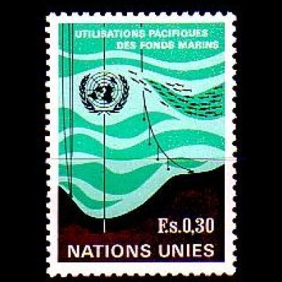 UNO Genf Mi.Nr. 15 Nutzung des Meeresbodens, Meeresboden UNO Emblem (0,30)