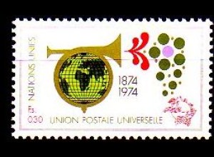 UNO Genf Mi.Nr. 39 100 J. UPU, Posthorn um Globus (0,30)
