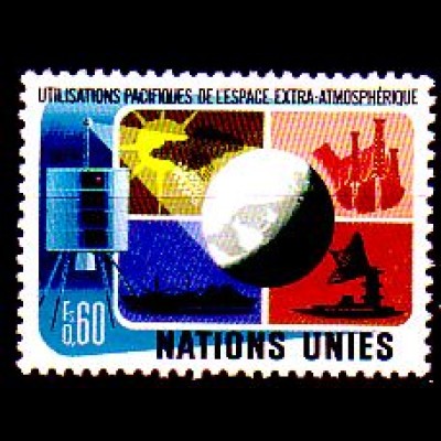 UNO Genf Mi.Nr. 46-Tab Friedliche Weltraumnutzung, Satellit, Erde (0,60)