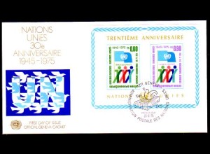 UNO Genf Mi.Nr. Block 1 30 Jahre UNO, Figuren mit UNO-Flagge