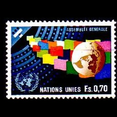 UNO Genf Mi.Nr. 78 Generalversammlung, Sitzungssaal, Flaggen, Erde (0,70)