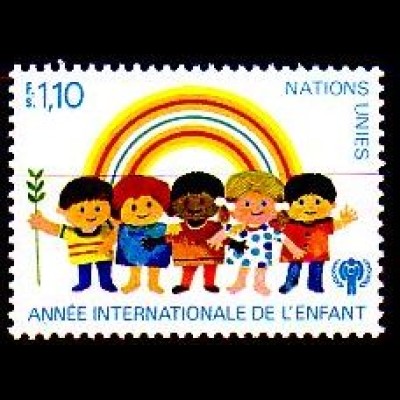 UNO Genf Mi.Nr. 84-Tab Jahr des Kindes, Kinder vor Regenbogen (1,10)