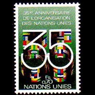 UNO Genf Mi.Nr. 93A 35 Jahre UNO, Zahl 35 auf Flaggen, gez. (0,70)