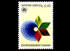 UNO Genf Mi.Nr. 105-Tab Umweltschutzkonferenz, Wasser, Blätter (0,40)