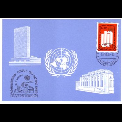 UNO Genf Blaue Karte Mi.Nr. 115 Sion, Sionvalex (13.-17.10.82)