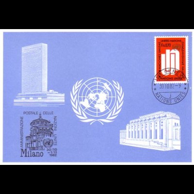 UNO Genf Blaue Karte Mi.Nr. 116 Mailand (30.10.-1.11.82)