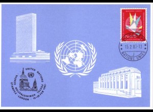 UNO Genf Blaue Karte Mi.Nr. 119 London, Stampex (15.-20.2.83)
