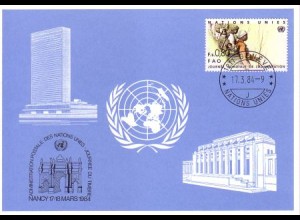 UNO Genf Blaue Karte Mi.Nr. 130 Nancy (17.-18.3.84)