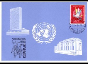 UNO Genf Blaue Karte Mi.Nr. 133 Madrid, Espana 84 (27.4.-6.5.84)