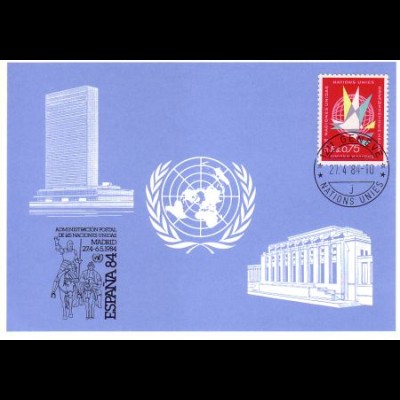 UNO Genf Blaue Karte Mi.Nr. 133 Madrid, Espana 84 (27.4.-6.5.84)