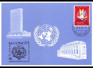 UNO Genf Blaue Karte Mi.Nr. 136 Riccione (25.-27.8.84)
