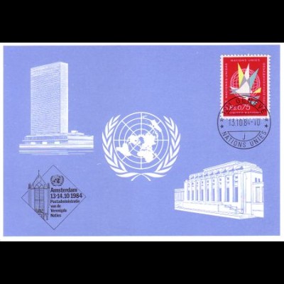 UNO Genf Blaue Karte Mi.Nr. 137 Amsterdam (13.-14.10.84)