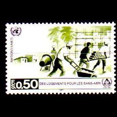 UNO Genf Mi.Nr. 154 Jahr für m. Wohnen, Arbeiter bei Rohbau (0,50)