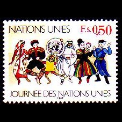 UNO Genf Mi.Nr. 159 Tag der UNO, Tänzer in versch. Trachten (0,50)
