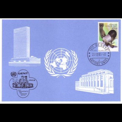 UNO Genf Blaue Karte Mi.Nr. 159 Gent, Intelfil (20.-22.12.85)
