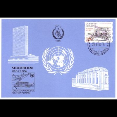 UNO Genf Blaue Karte Mi.Nr. 165 Stockholm (28.8.-7.9.86)