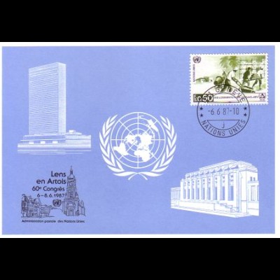 UNO Genf Blaue Karte Mi.Nr. 172 Lens (6.-8.6.87)