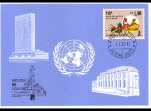 UNO Genf Blaue Karte Mi.Nr. 184 Helsinki, Finlandia (1.-12.6.88)