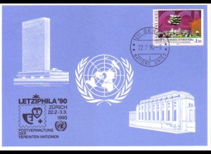 UNO Genf Blaue Karte Mi.Nr. 202 Zürich, Letziphila (22.2.-3.3.90)