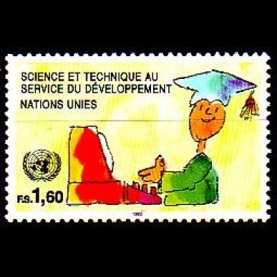 UNO Genf Mi.Nr. 222-Tab Wissenschaft und Techn. Wissenschaftler Computer (1,60)