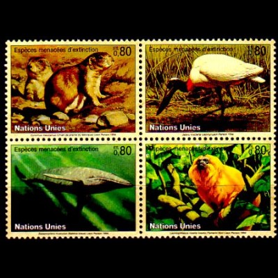 UNO Genf Mi.Nr. Zdr.245-48-Tab Gefährdete Arten, Fauna
