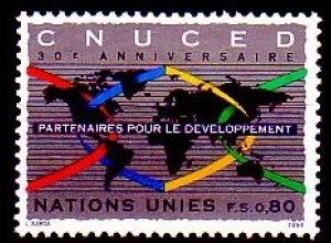 UNO Genf Mi.Nr. 259 Konferenz für Handel und Entw. UNCTAD, Weltkarte (0,80)