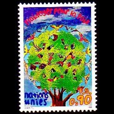 UNO Genf Mi.Nr. 299 Friedensappell, Baum mit bunten Vögeln (0,90)