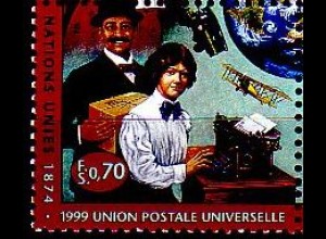 UNO Genf Mi.Nr. 378 125 J. Weltpostverein, UPU, Postbeförderung um 1900 (0,70)