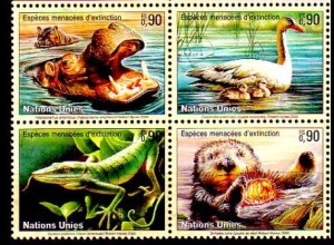 UNO Genf Mi.Nr. Zdr.385-88 Gefährdete Arten, Fauna