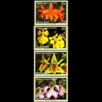 UNO Genf Mi.Nr. 510-13 Gefährdete Arten (XIII) Orchideen (4 Werte)