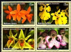 UNO Genf Mi.Nr. Zdr.510-13 Gefährdete Arten (XIII) Orchideen