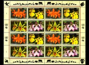 UNO Genf Mi.Nr. Klbg.510-13 Gefährdete Arten (XIII) Orchideen (mit 4x510-13)