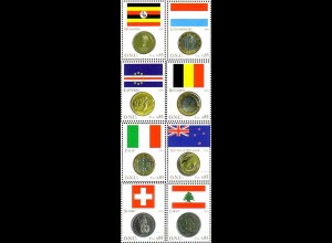 UNO Genf Mi.Nr. 553-60 Flaggen und Münzen der Mitgliedsstaaten (I) (8 Werte)