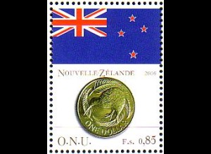 UNO Genf Mi.Nr. 558 Flaggen und Münzen, Neuseeland (0,85)