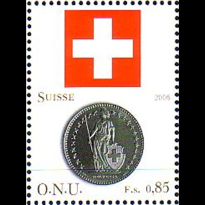 UNO Genf Mi.Nr. 559 Flaggen und Münzen, Schweiz (0,85)