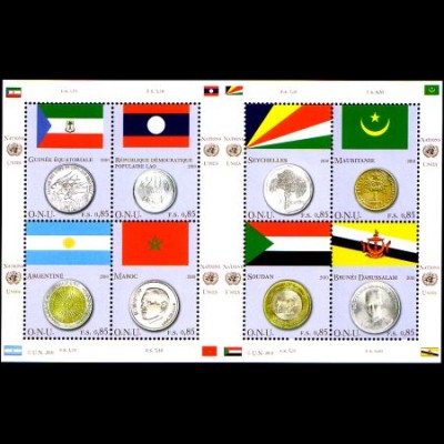 UNO Genf Mi.Nr. Klbg.673-80 Flaggen und Münzen (III) (mit 673-80)