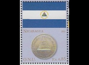 UNO Genf Mi.Nr. 747 Flaggen und Münzen (V), Nicaragua (0,85)