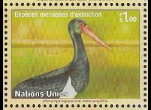 UNO Genf Mi.Nr. 776 Gefährdete Arten, Vögel, Schwarzstorch (1,00)