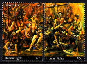 UNO New York Mi.Nr. 968-69 Gemälde von Yuroz, Achtung der Menschenrechte (2 W.)