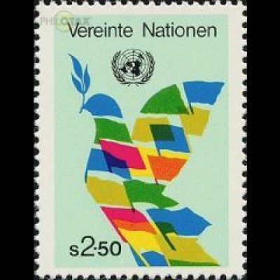 UNO Wien Mi.Nr. 8-Tab Freim., Flaggen bilden Friedenstaube (2,50)